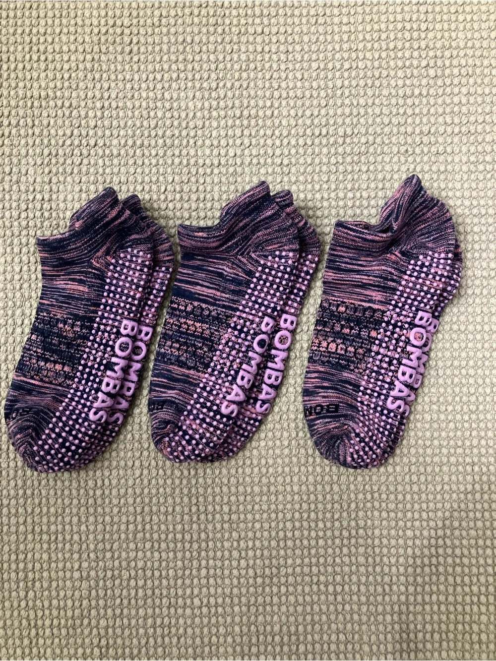 Bombas Ankle Athletic Socks in Purple and Pink Marled 3 pairs bundle